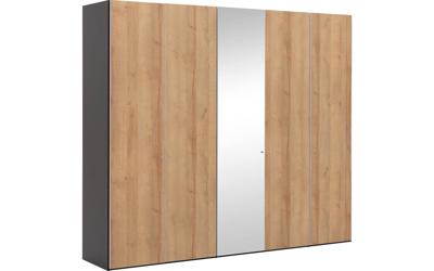 Goossens Kledingkast Easy Storage Ddk, Kledingkast 253 cm breed, 220 cm hoog, 4x draaideur en 1x spiegel draaideur midden Goossens Kledingkast Easy Storage Ddk, Kledingkast 253 cm breed, 220 cm hoog, 4x draaideur en 1x spiegel draaideur midden