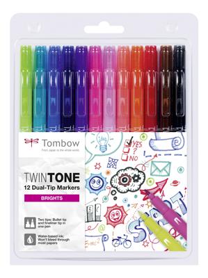Tombow • twintone set van 12 bright colors