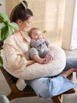 Borstvoedingskussen + beschermhoes Bio Collection beige, bedrukt