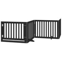 Hondenhek inklapbaar 6 panelen 480 cm populierenhout zwart - thumbnail