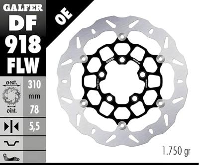 GALFER wave remschijf "df918 rotor df918 flw floating steel ring