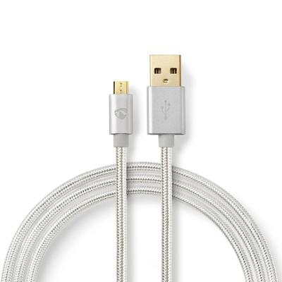 USB 2.0-Kabel voor Synchroniseren en Opladen | Verguld 2,0 m | USB A Male naar Micro-USB B Male-Kabel | Voor Aansluiten van Smartphones en Mobiele Apparaten