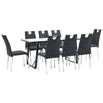 vidaXL 9-delige Eethoek kunstleer zwart