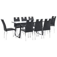 vidaXL 9-delige Eethoek kunstleer zwart - thumbnail