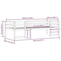 Kinderbedframe massief grenenhout wasbruin 75x190 cm - thumbnail