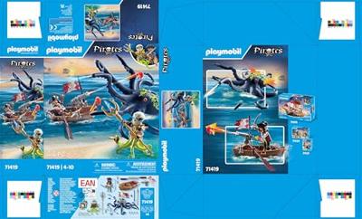 PLAYMOBIL 71419 Piraat met gigantische octopus - Piraten - Met een piraat, een kanon en een gigantisch octopusmonster - Vanaf 4 jaar - thumbnail