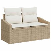 Tuinbankenset met opslag 5 pcs Beige en Crème poly rattan - thumbnail