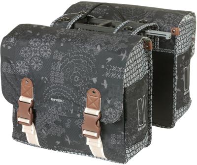 Basil bohème dubbele fietstas groen 35l