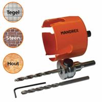 Gatzaag Ø76mm met Gatzaaghouder zeskant 8.5mm met TCT gatzaag Ø76mm Mandrex elektradozen hout gips - thumbnail