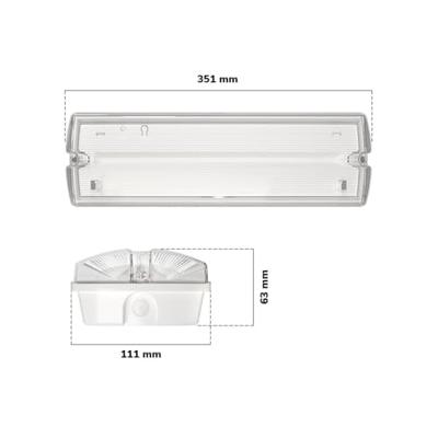 Salus LED Noodverlichting met accu wand-/plafondmontage 3 Watt 6500K IP65 Spatwaterdicht Incl. pictogram met vluchtwegaanduiding