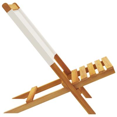 Tuinstoelen 8 st inklapbaar massief hout en stof crèmewit - thumbnail