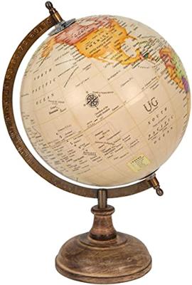 Clayre & Eef Wereldbol 22x37 cm Beige Bruin Hout Ijzer Rond Globe