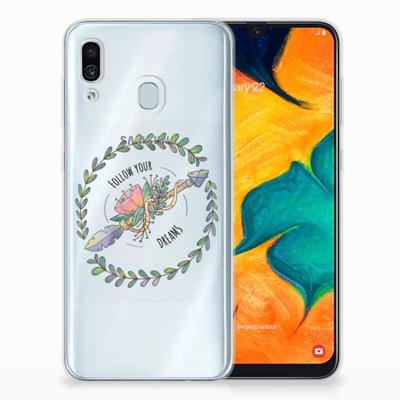Samsung Galaxy A30 Telefoonhoesje met Naam Boho Dreams Samsung Galaxy A30 Telefoonhoesje met Naam Boho Dreams