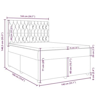 Boxspring met matras stof blauw 140x190 cm
