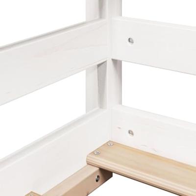 Kinderbed met bedhuis 90x200 cm massief grenenhout wit - thumbnail