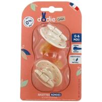 Fopspenen - Dodie Gaia Ronde Fopspenen 0-6M x2 (Kleur: Beige) - thumbnail
