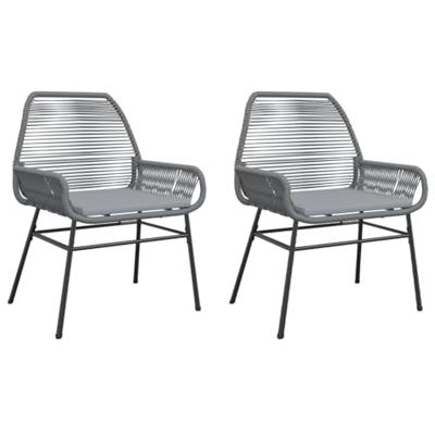 Tuinstoelen 2 st met kussens poly rattan grijs - thumbnail