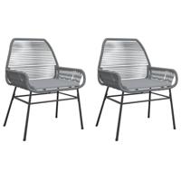 Tuinstoelen 2 st met kussens poly rattan grijs - thumbnail