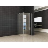 Wiesbaden Uni douchecabine draaideur met zijwand 90x90 cm chroom met helder glas 8mm NANO - thumbnail