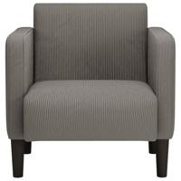 Fauteuil met armleuningen 54 cm corduroy stof lichtgrijs - thumbnail