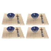Sushi-set DKD Home Decor 14,5 x 14,5 x 31 cm Zwart Blauw Keramiek Orientaals (16 Onderdelen) - thumbnail