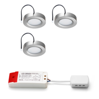 Set Led opbouwspot Adria zilver 3W dimbaar IP44 3-6 stuks - thumbnail
