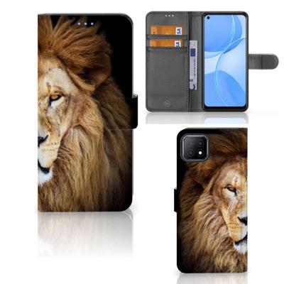 OPPO A73 5G | Telefoonhoesje | Met pasjeshouder | Leeuw