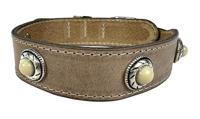 Sazzz halsband hond boho treasure stone vintage leer beige - thumbnail