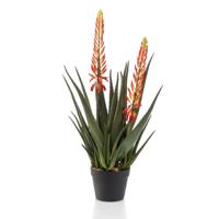 Emerald kunstplant in pot aloe met 2 bloemen 80 cm - thumbnail
