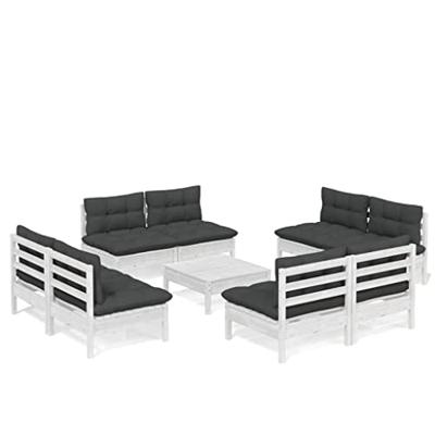 9-delige Loungeset met antracietkleurige kussens grenenhout