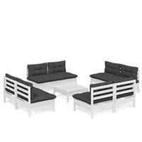 9-delige Loungeset met antracietkleurige kussens grenenhout - thumbnail