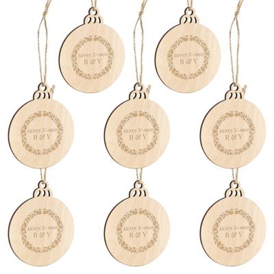 Houten kersthanger met naam graveren - Bal - 8 stuks