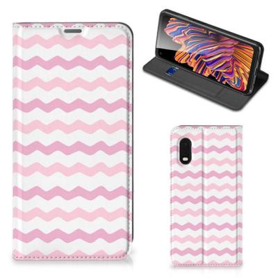 Samsung Xcover Pro | Hoesje met Magneet | Waves Roze Samsung Xcover Pro | Hoesje met Magneet | Waves Roze