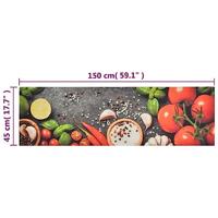 Keukenmat wasbaar 45x150 cm fluweel groenteprint - thumbnail