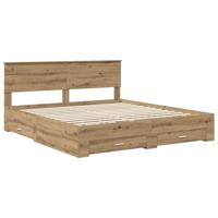 Bedframe met hoofdeinde Artisan Eiken 180 x 200 cm Bewerkt hout - thumbnail