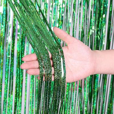 2 PC'S achtergrond gordijnen glitter gouden klatergoud Fringe folie gordijn verjaardag bruiloft decoratie volwassen verjaardag decor grootte: 1 * 4m 2 PC'S achtergrond gordijnen glitter gouden klatergoud Fringe folie gordijn verjaardag bruiloft decoratie volwassen verjaardag decor grootte: 1 * 4m