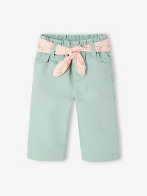 Weite Baby Hose mit Bindegürtel Oeko-Tex grijsblauw