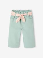 Weite Baby Hose mit Bindegürtel Oeko-Tex grijsblauw - thumbnail