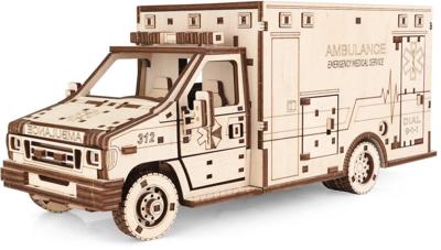 Eco Wood 3D Houten Ambulance DIY Mechanical Modelbouw
