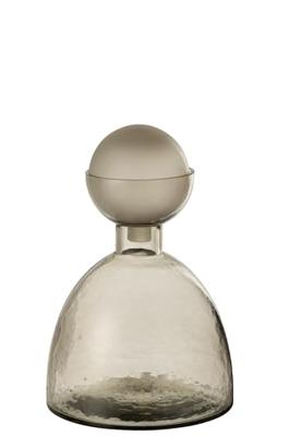 J-Line Vaas Fles+Dop Yara Glas Greige Small