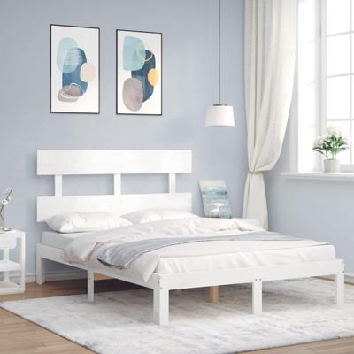 Bedframe zonder matras massief grenenhout wit 120x200 cm