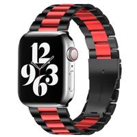 By Qubix - Stalen schakelband - Zwart met rood - Compatible met Apple watch 44mm / 45mm / 46mm / 49mm - Compatible Apple watch bandjes - thumbnail