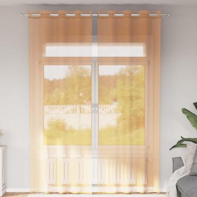 Gordijnen voile met doorvoertules 2 st 140x260 cm oranje