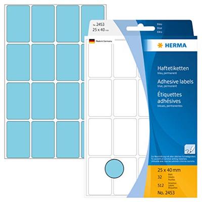 Etiket HERMA 2453 25x40mm blauw 512stuks Etiket HERMA 2453 25x40mm blauw 512stuks