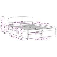 Bedframe met hoofdeinde Wit 150 x 200 cm Massief grenenhout - thumbnail