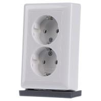 Gira dubbel stopcontact met randaarde zuiverwit glanzend voor ronde inbouwdoos - thumbnail