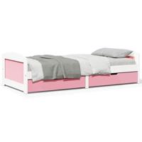 Slaapbank met 2 lades zonder matras IRUN 90x200 cm wit en roze - thumbnail