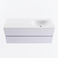 MONDIAZ VICA 120cm badmeubel onderkast Cale 2 lades. Wastafel MOON rechts zonder kraangat, kleur Talc. - thumbnail