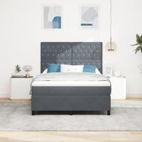 Boxspringbed met matras fluweel donkergrijs 140x200 cm - thumbnail