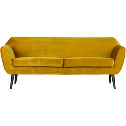 WOOOD 2-zits Bank 'Rocco' Velvet, kleur Okergeel
